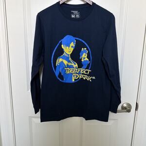 Rare Perfect Dark Navy Long Sleeve Shirt Men's Medium Loot Crate Exclusive 2020